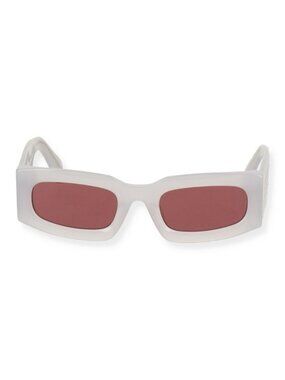 Off-White White Frame Sunglasses with Burgundy-Tinted Lenses